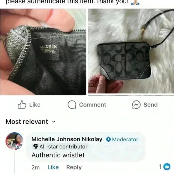 EUC Coach Signature Canvas Logo Zip Closure Wristlet - Black, Leather Corners - Picture 11 of 11